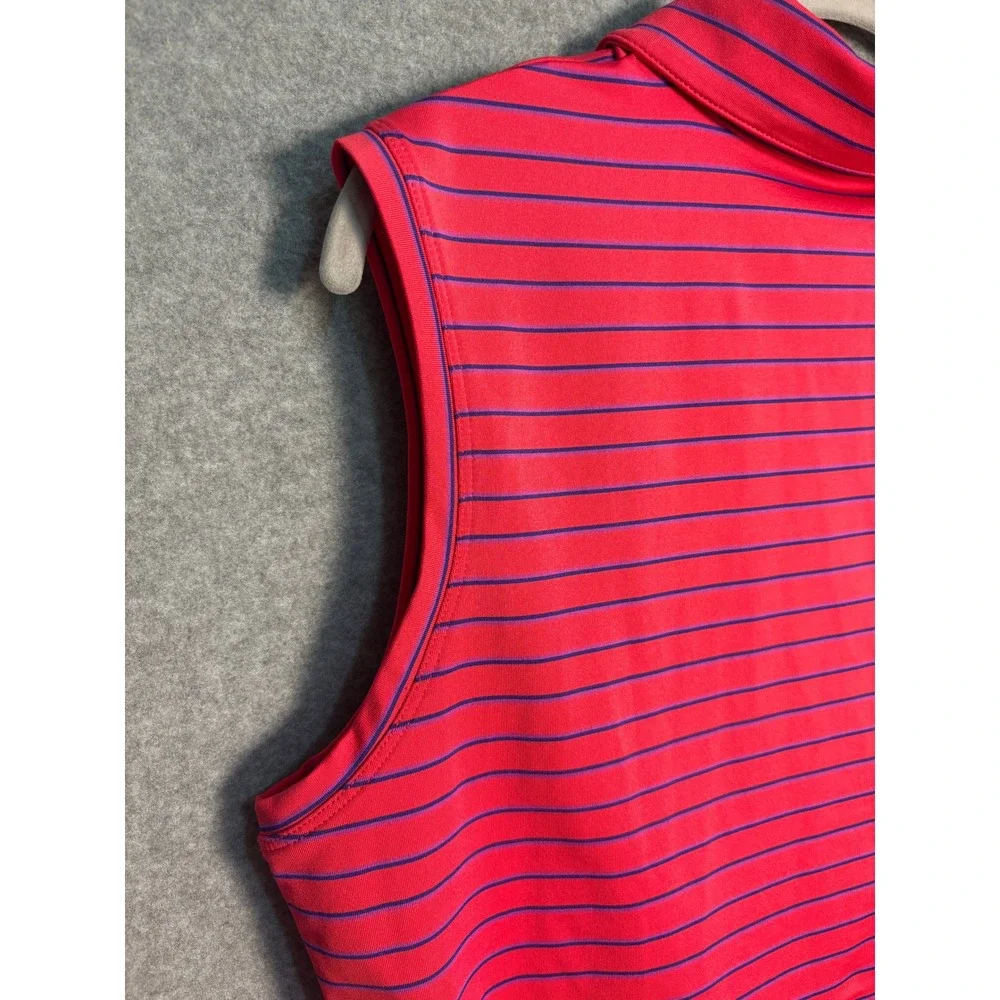Nike Golf Dri-FIT Sleeveless Polo Shirt Pink Blue Striped‎ Women's Large